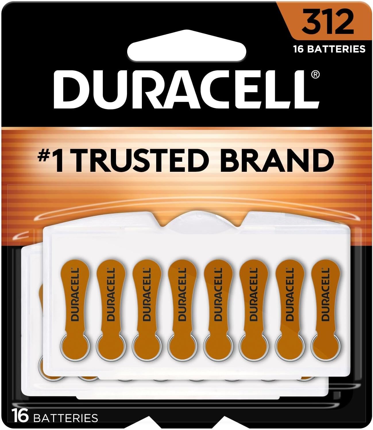 Duracell DA312B16ZM09 Button Cell Hearing Aid Battery #312, 16/Pk