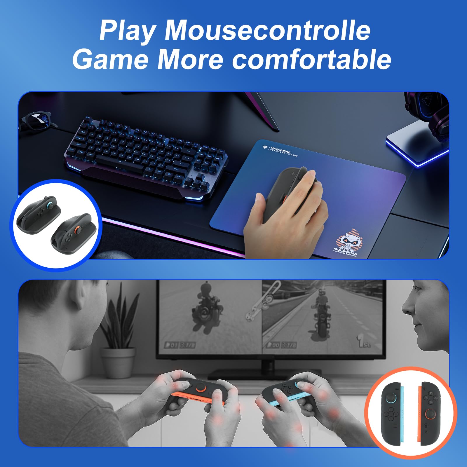 Baomaeyea 2 supporti per mouse per controller da gioco Nintndos Switch 2, custodia per controller da gioco per Switch 2 Joy-Con, antiscivolo, per controller sinistro e destro, accessori (nero)