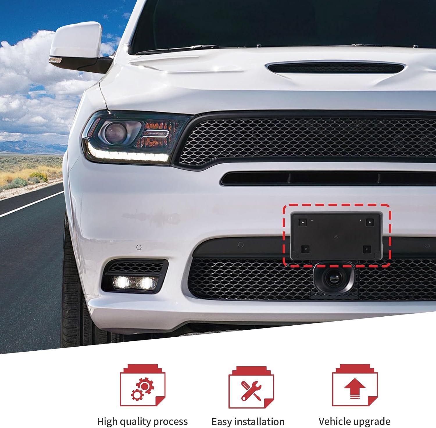 JeCar Front License Plate Frame Bracket Fit for 2018-2020 Dodge Durango License Plate Mount Holder (Black)