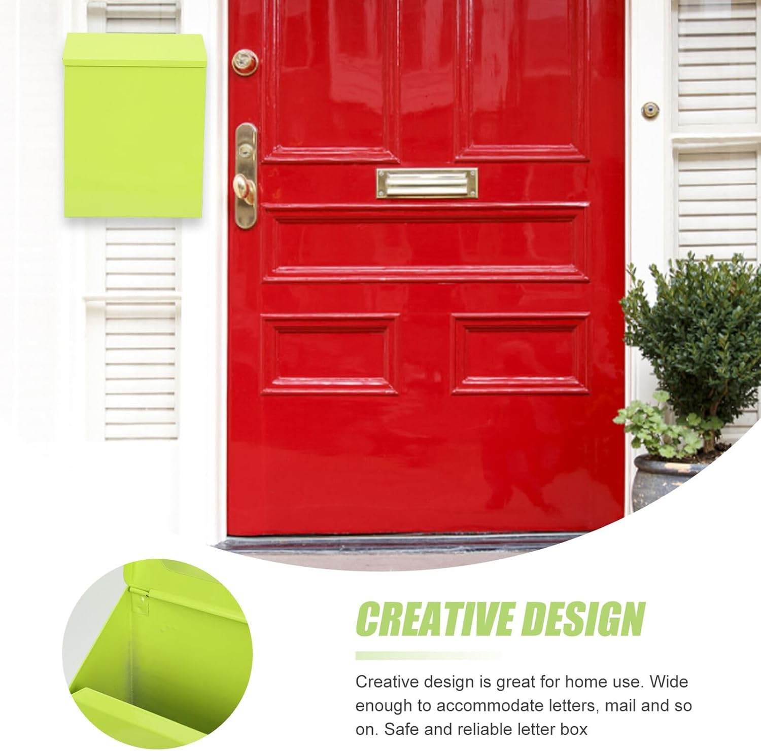 Lockable Wall-Mount Suggestion Box Large Capacity Iron Letter Mailbox for Household Use Versatile Post and Complaint Storage Painted Green Home Accessory