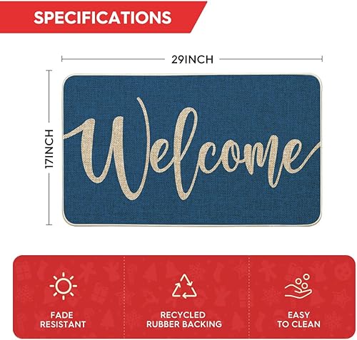 Miniatura 3 de Artoid Mode Felpudo de invierno de bienvenida, decoración del hogar, tapete de bajo perfil, tapete para puerta delantera, interior y exterior, 17 x