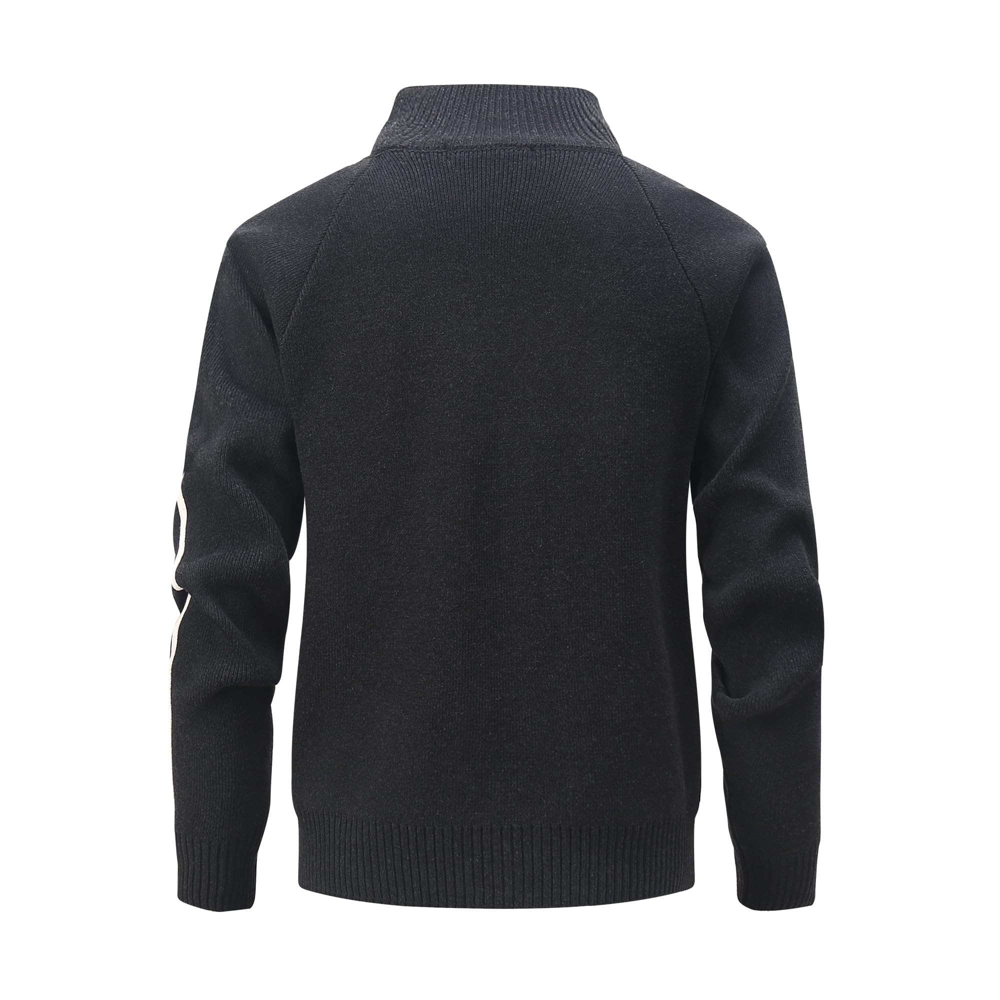 Homme Cardigan Hiver Tricoté Chaud Col Montant Sweater Couleur Unie Pull Manches Longues Décontractée Chandail Zippé Slim Veste avec Poche