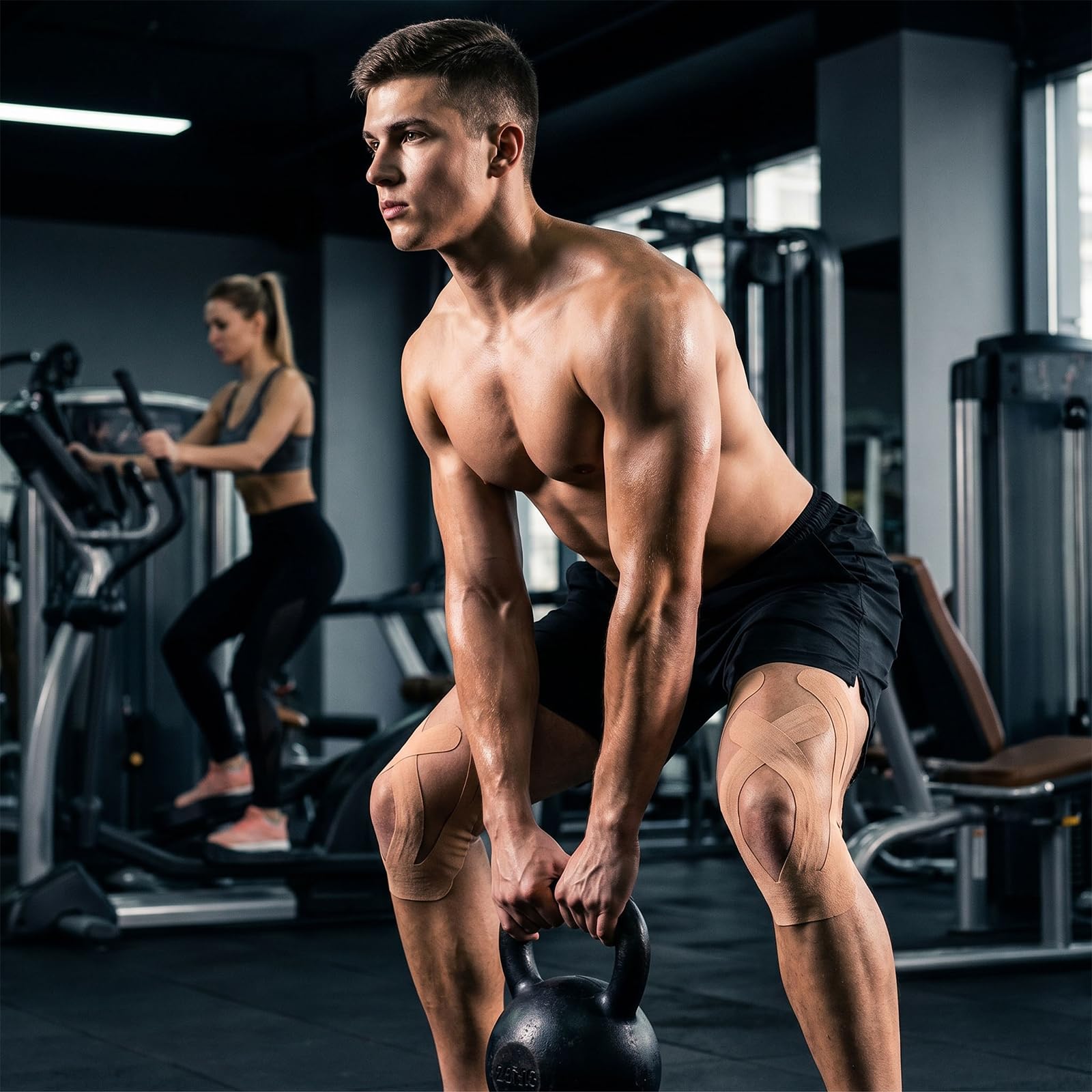 Taśma kinezjologiczna na kolano, 10 sztuk, z bawełny, z klejem, wodoodporna, przyjazna dla skóry, elastyczna, z 1 bandażem na nadgarstek, do fitnessu, biegania, treningu i na co dzień
