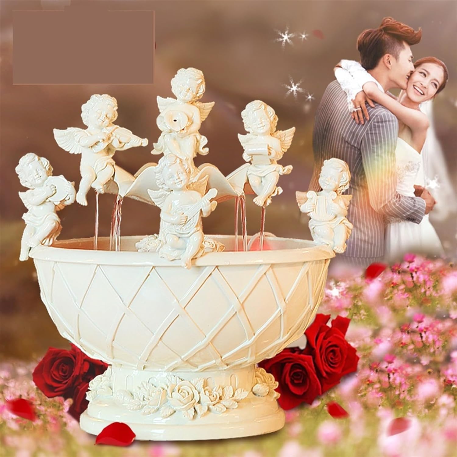 GLigeT Tabletop Fountain Water Fountain Resin Decoration, Home Creative Angel Humidification, Living Room Courtyard Office Decoration Tabletop Water Fountain, langlang2023