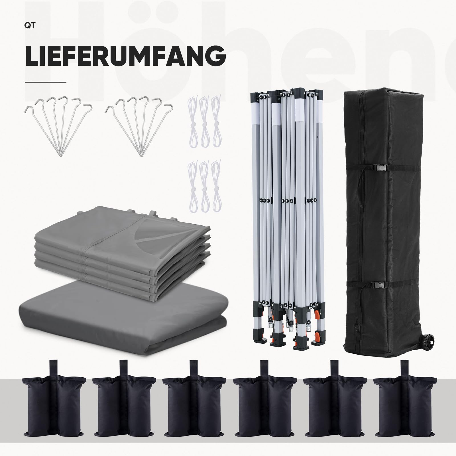 Quictent Faltpavillon 3x6m wasserdicht | Partyzelt, Pop-Up Pavillon, Gartenpavillon, stabil, mit Seitenwänden, UV-Schutz 50+, Tragetasche inkl, Stahlrahmen