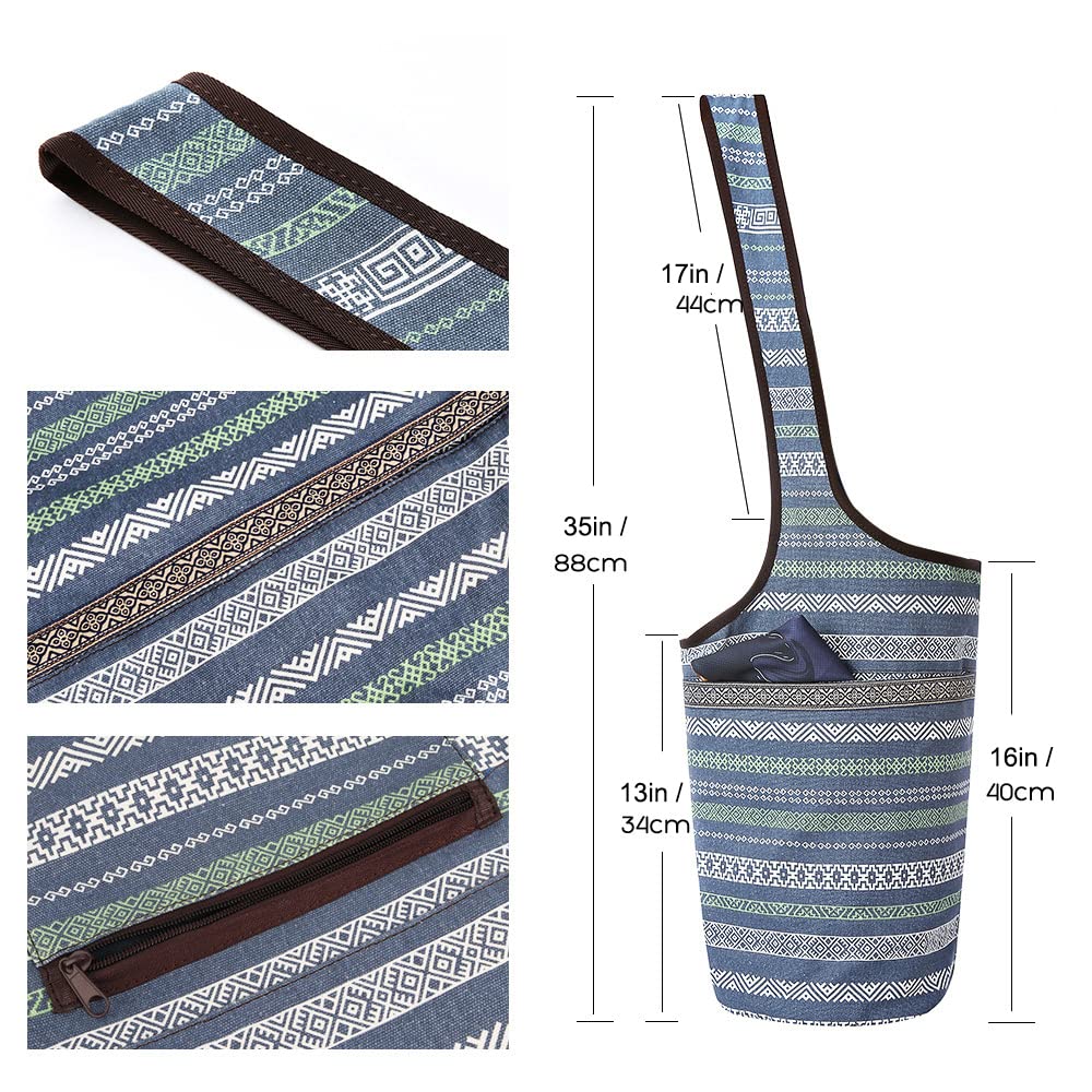 Tapis de Yoga Pliable - Sac de Transport en Toile Avec Fermeture Éclair et Bandoulière pour Exercice et Mobile