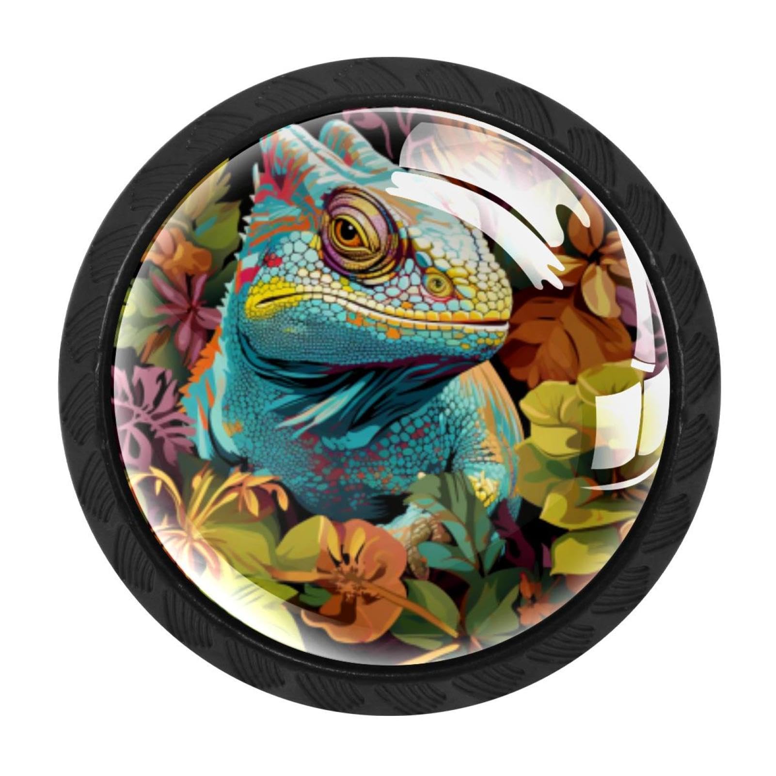CHENZZZZ 4 pcs Chameleon Cabinet Knobs Crystal Drawer Pulls for Kitchen, Bathroom Cabinet, Dresser and Cupboard
