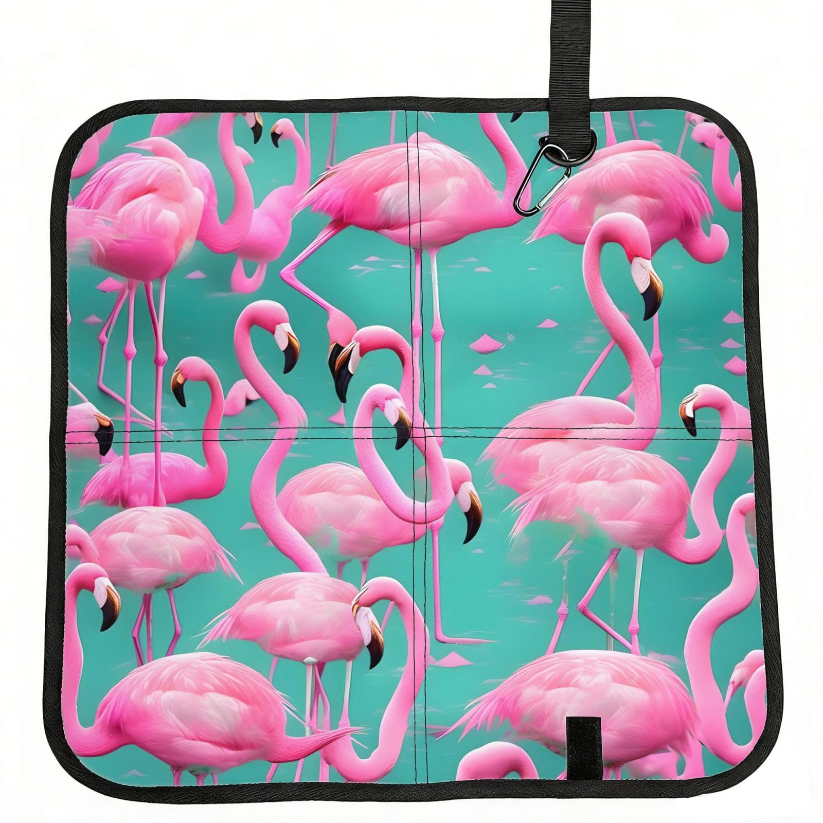 NImongt Lovely Pink Flamingos Print Portable Chair Pad Foldable Seat Cushion Outdoor Seating Office Picnic Camping