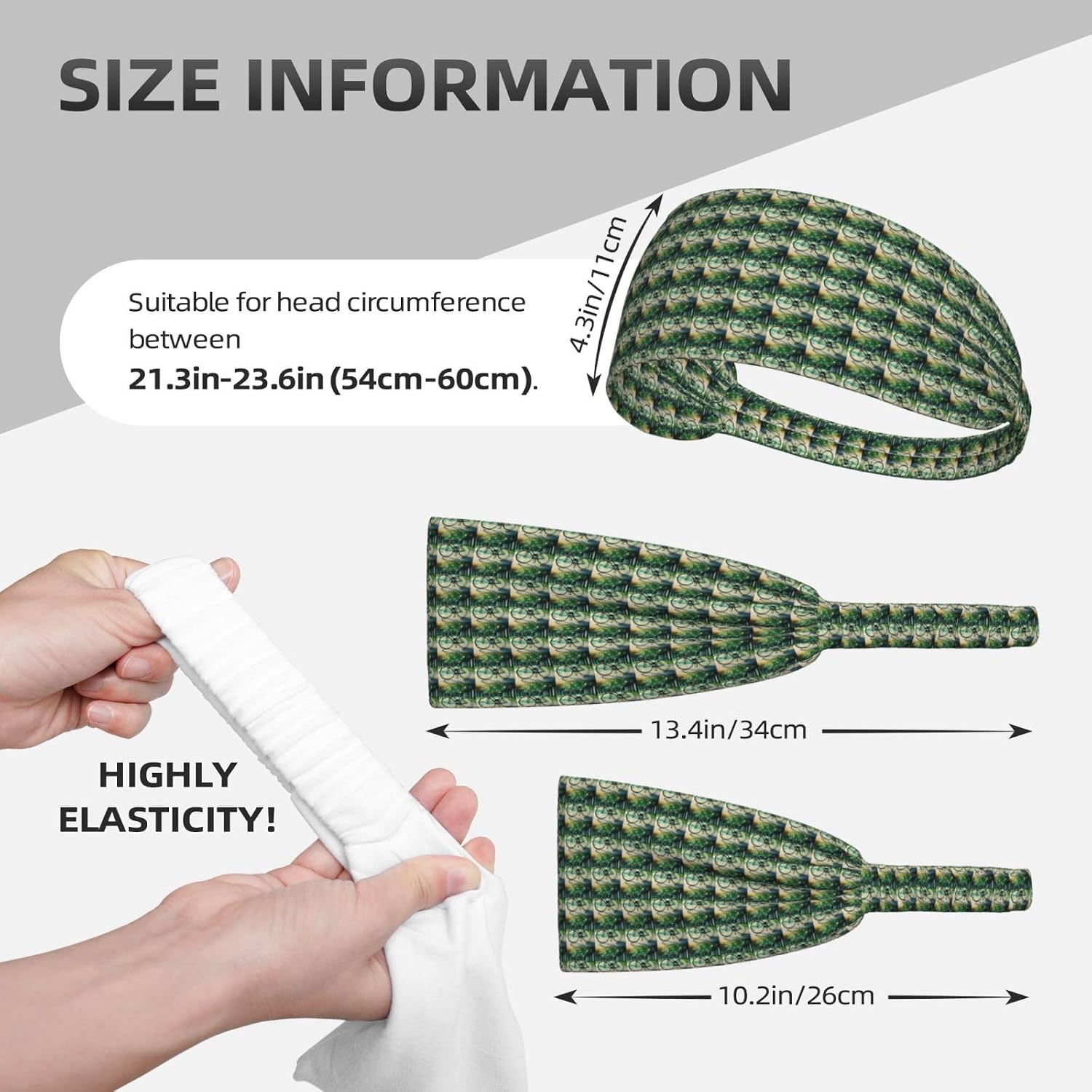Retro Bicycle Print Elastic Headband Breathable Workout Hair Band Running Cycling Outdoor Activities