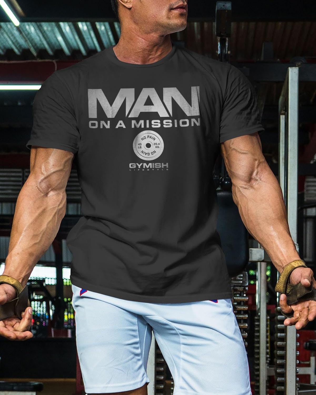 Man on Mission Workout Shirts for Men, Motivational Gym Funny Lifting T-Shirts