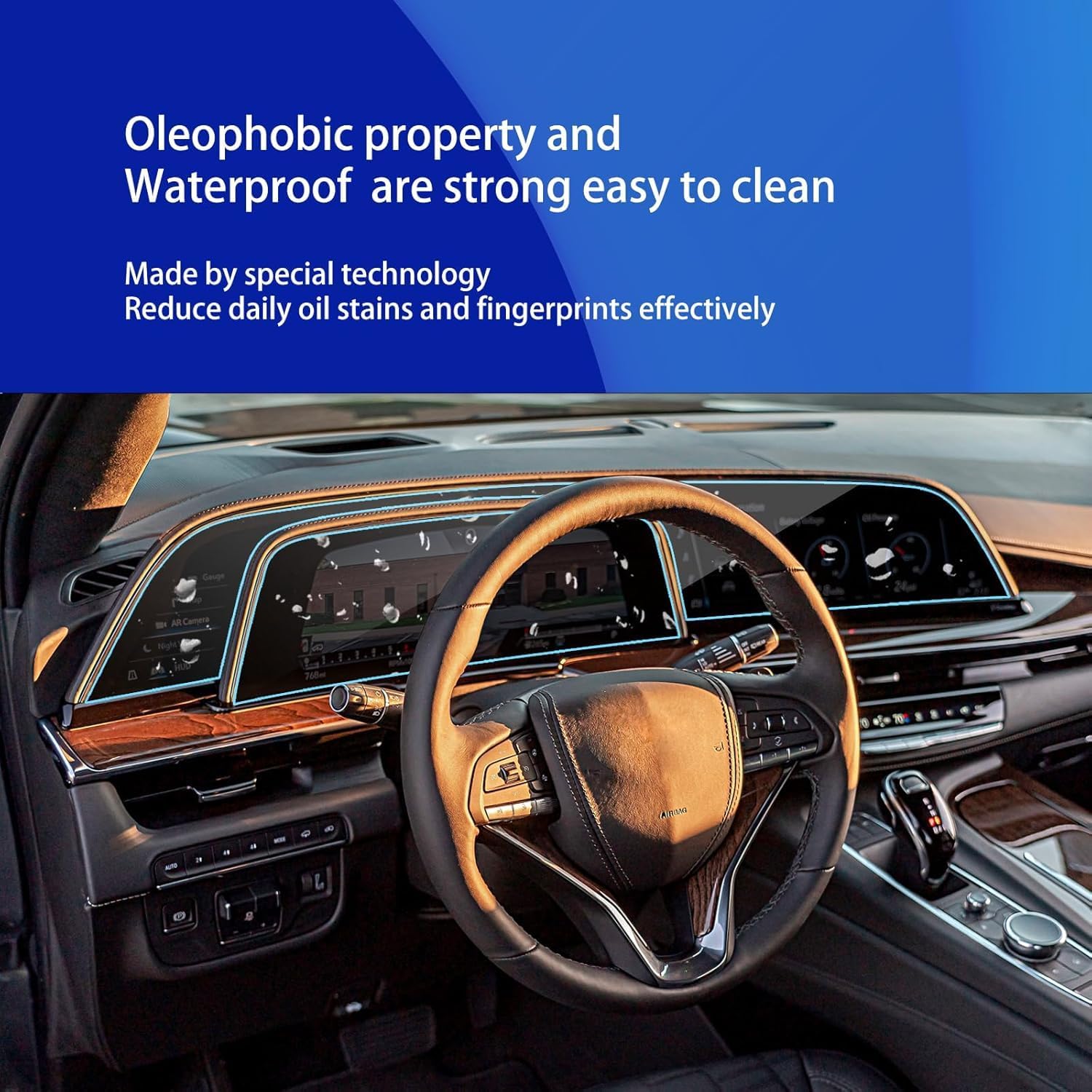 (Updated Version) 2024 Escalade Screen Protector for 2021 2022 2023 2024 Cadillac Escalade/Escalade V NANO Screen Protector Touchscreen Protective Film for 2024 Escalade Accessories (2PCS)