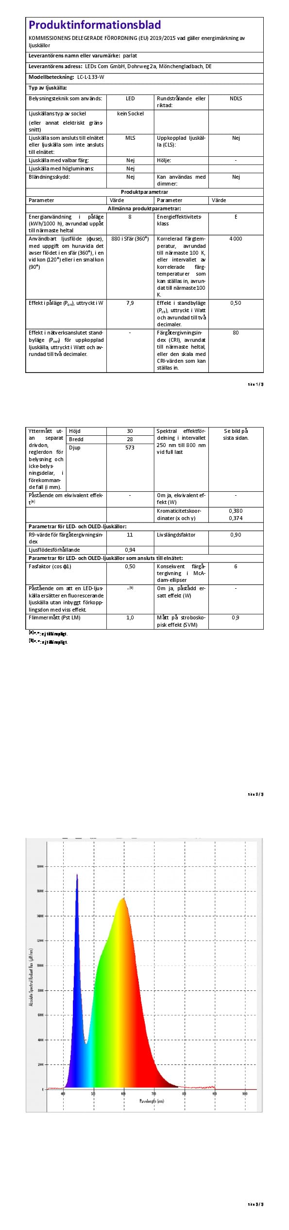parlat LED Lampes d'appoint Rigel, 57,3cm chacune, 880lm chacune, blanc, 2 pièces