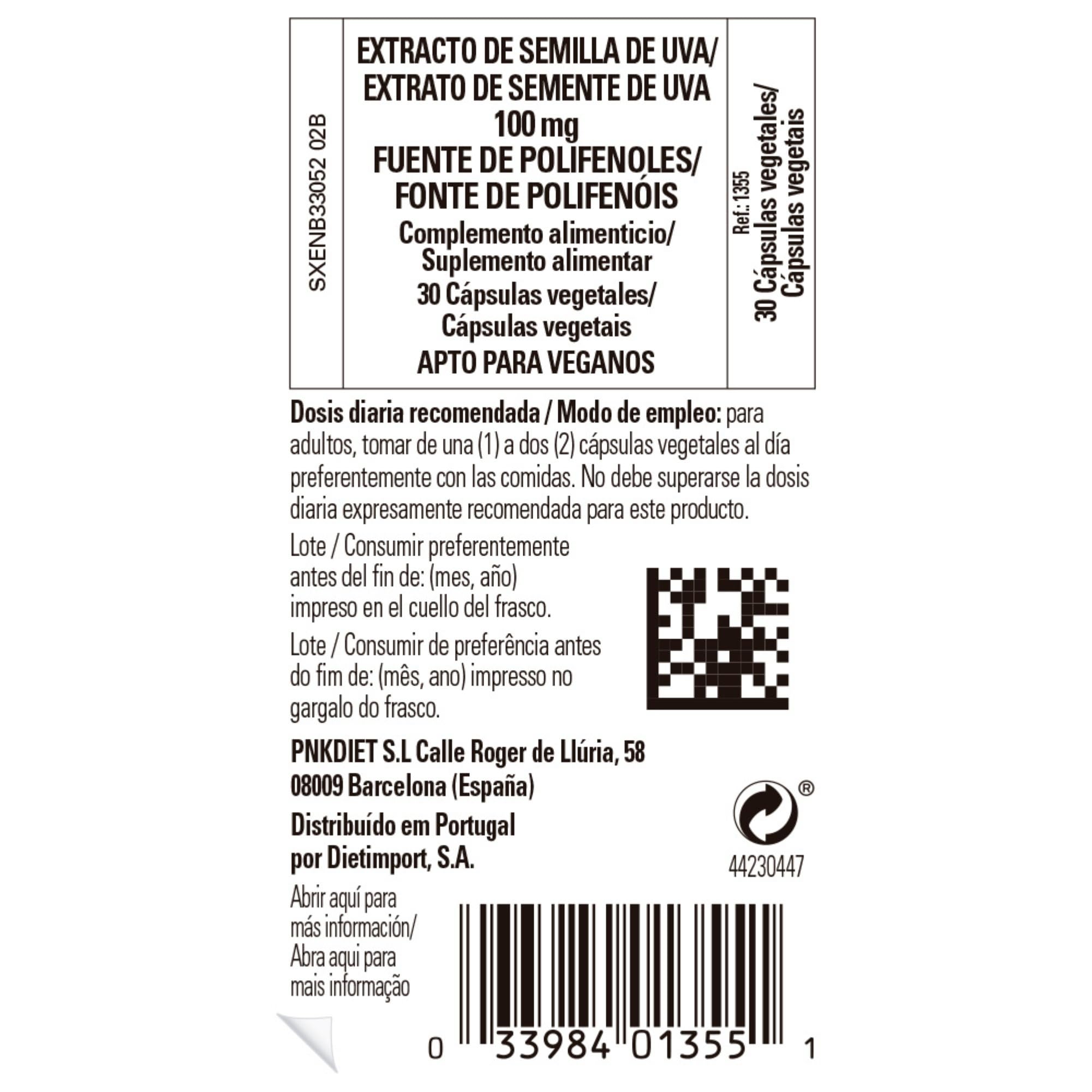 Solgar Extracto de semilla de Uva 100 mg Cápsulas vegetales, Envase de 30