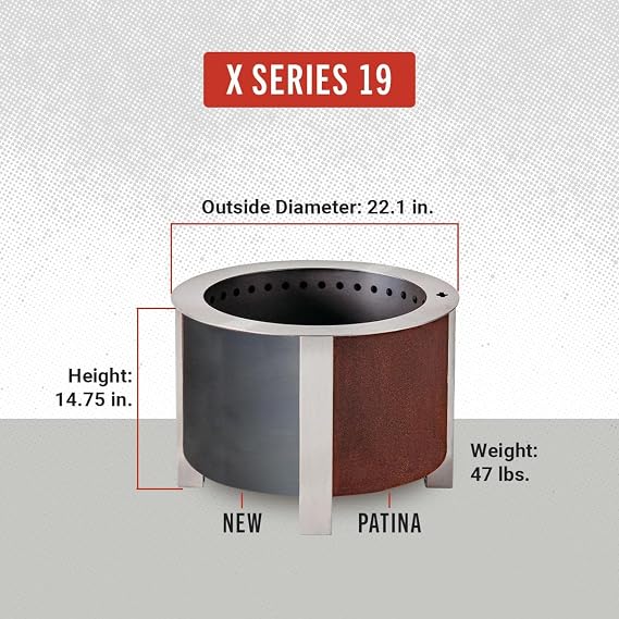 Breeo Smokeless Fire Pit X Series 19 - Corten Steel, 22.1 in