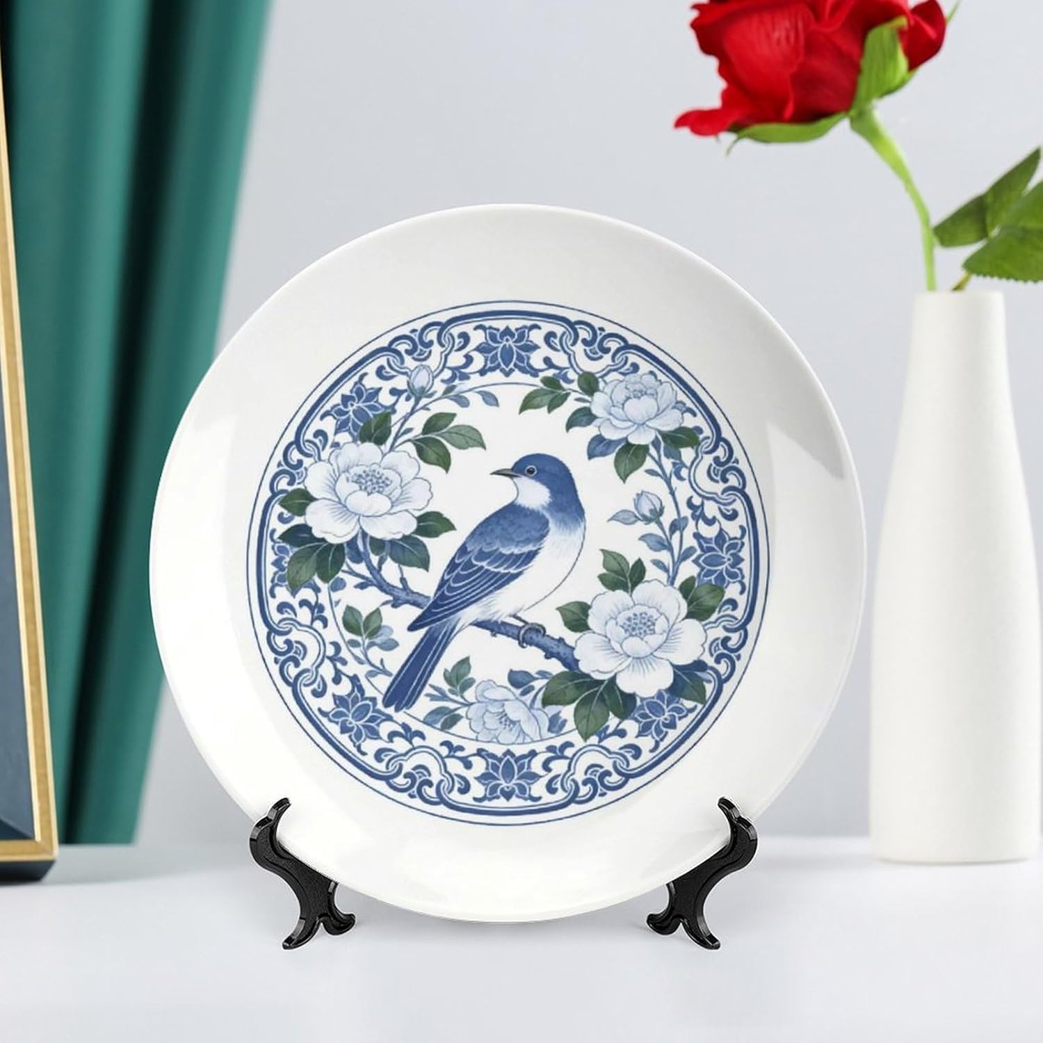 Chinese Style Blue And White Pattern-Q2 Bone China Decorative Plate, 10inch Wall Art Home Decor
