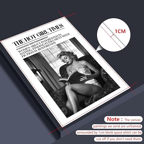 Miniatura 4 de FIHFCBCV Póster de lectura de libros de chicas calientes, arte de pared vintage para amantes de los libros, póster de periódico retro en blanco y