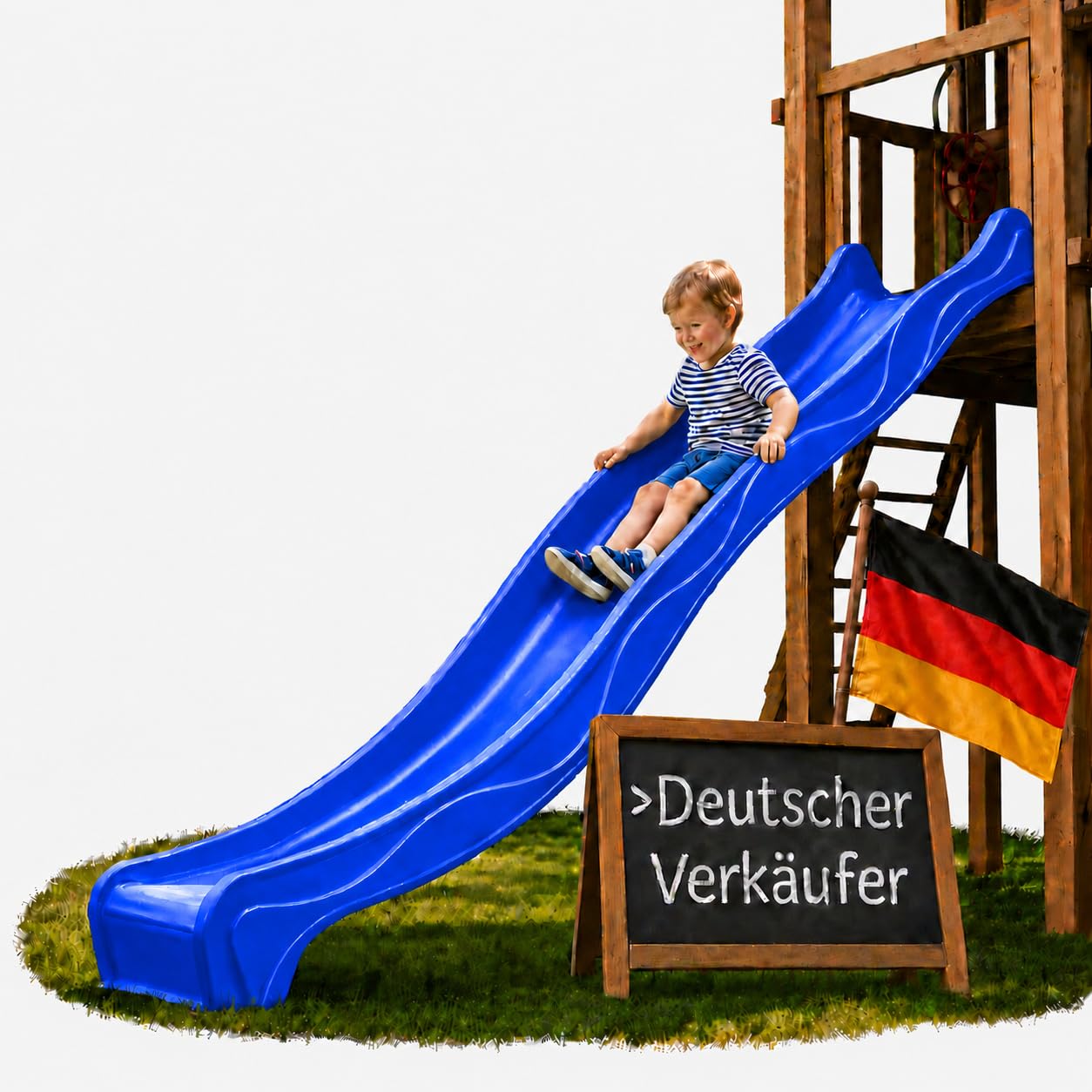 Ondis24 Toboggan ondulé 3m Toboggan pour enfants Toboggan d'extension Toboggan aquatique pour tour de jeu ou pente à partir de 3 ans (bleu océan)