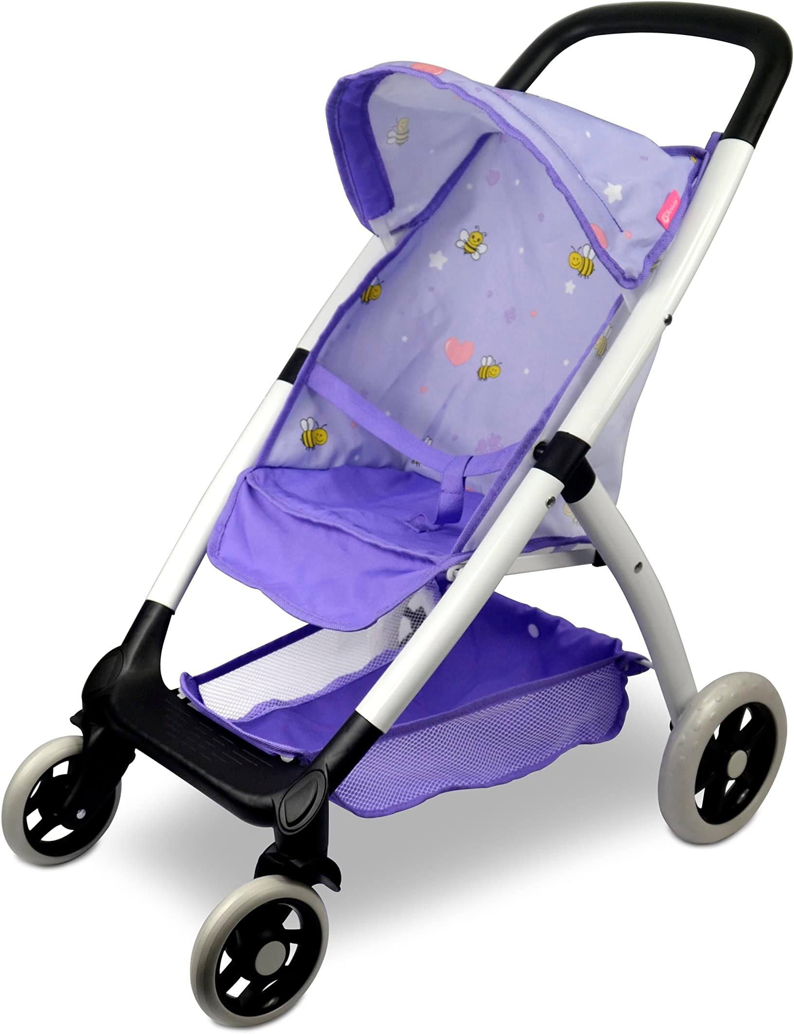Doll Umbrella Pram, ANIVIA Toys Baby Doll Pram for Toddlers with Basket and Mute Wheels, Ideal for Baby Dolls up to 18 Inches, Purple