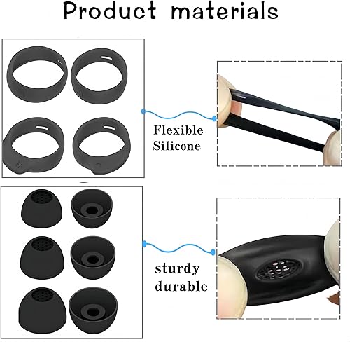 Miniatura 6 de Kit de almohadillas para Galaxy Buds FE SM-R400N de silicona de repuesto, con gancho para las orejas, alas de gel antideslizantes, cabe en la funda