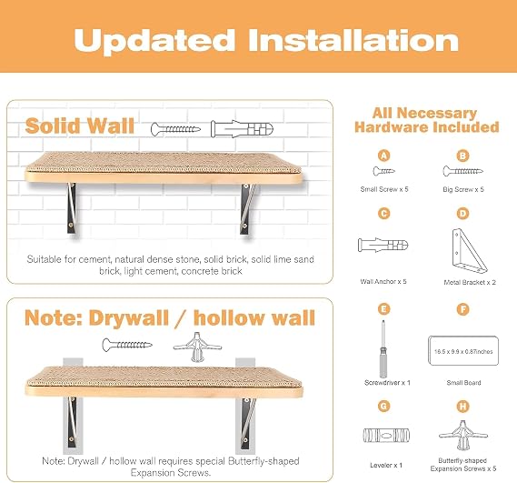 Strong Cat Shelves Stairs for Wall Mounted, 1P Cat Shelf& 2PCS 4 Steps Stairway with Sisal Rope Scratching for Cats Perch Platform, Wall Ladder Furniture