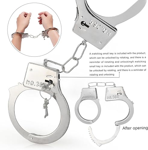 Miniatura 5 de Beelittle - Kit de policía, gorro de policía con esposas, walkie talkies, esposas, placa y lentes