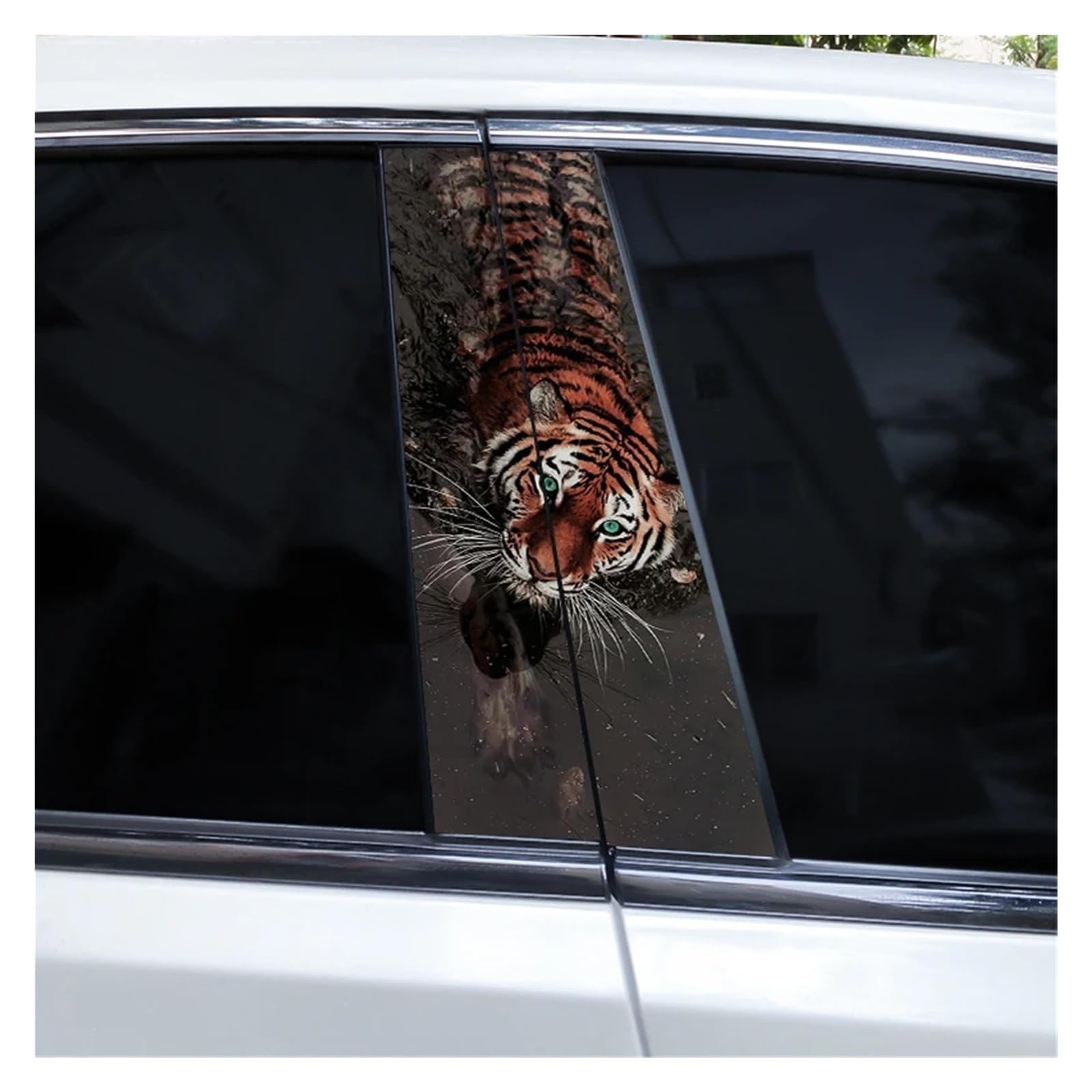 Car Side Decals 2pcs Flaming Tiger Animal Stickers Car Center B-Pillar Anti-Scratch Vinyl DIY Self-Adhesive Decal(Style A)