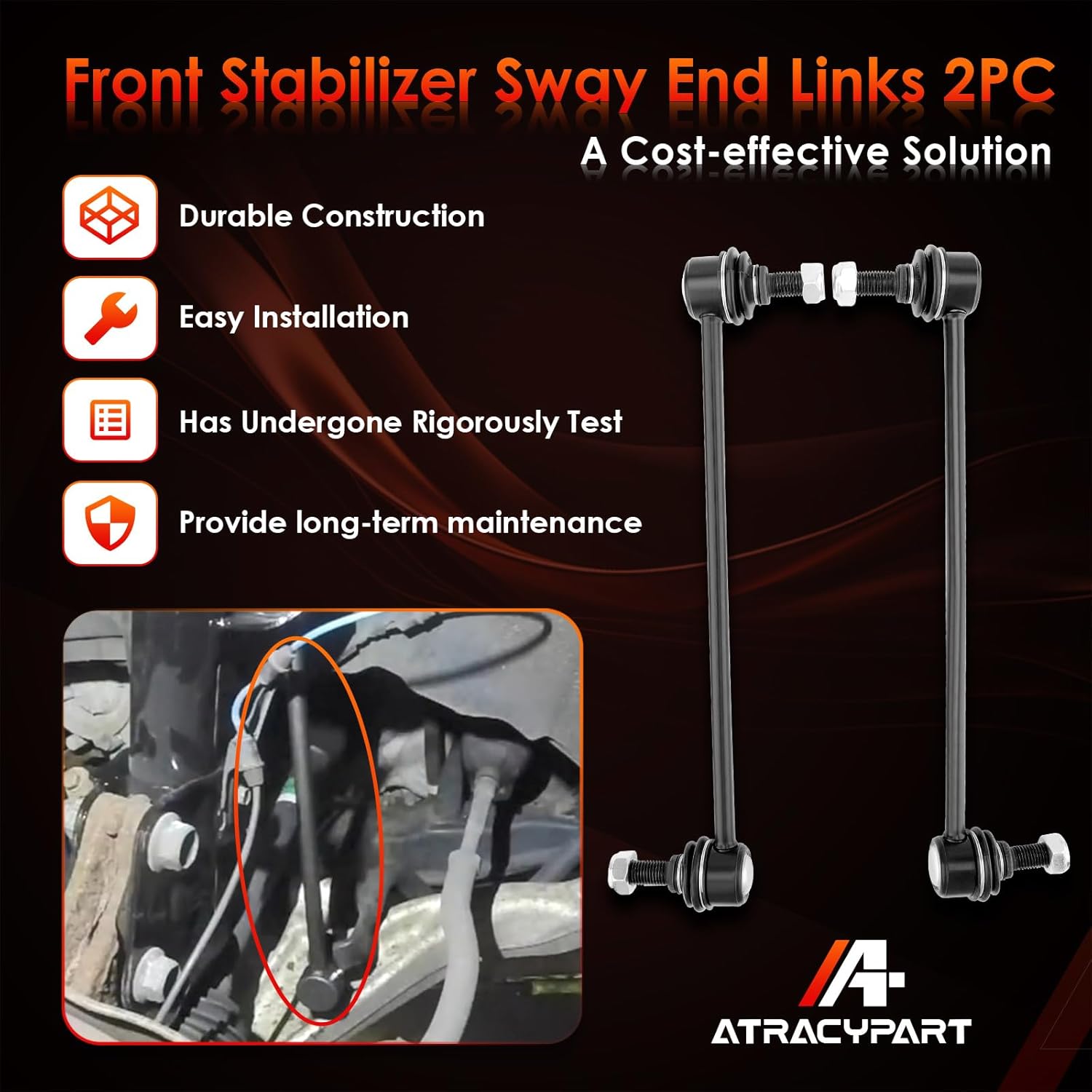 Front Sway Bar Stabilizer End Links Zinc-Nickel Alloy-Suspension Kit 2 PCS, Compatible With 2011-2019 Hyundai Accent, Elantra, Velo-ster, Tucson. Kia Forte Rio & Soul, Replaces#: K750523, 548300U000