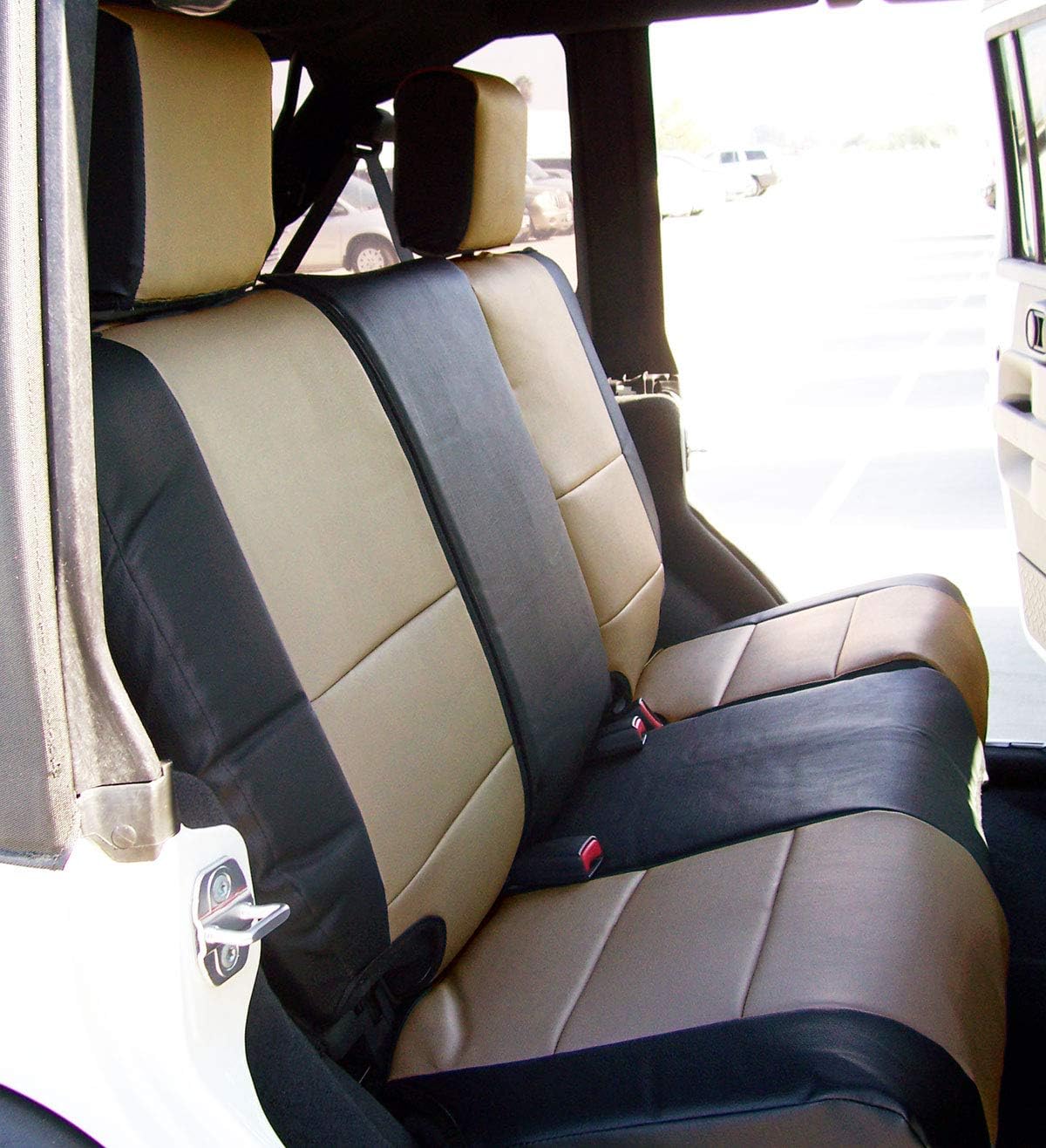 Iggee Artificial Leather Custom Made Original fit Rear seat Covers (Black/Grey)