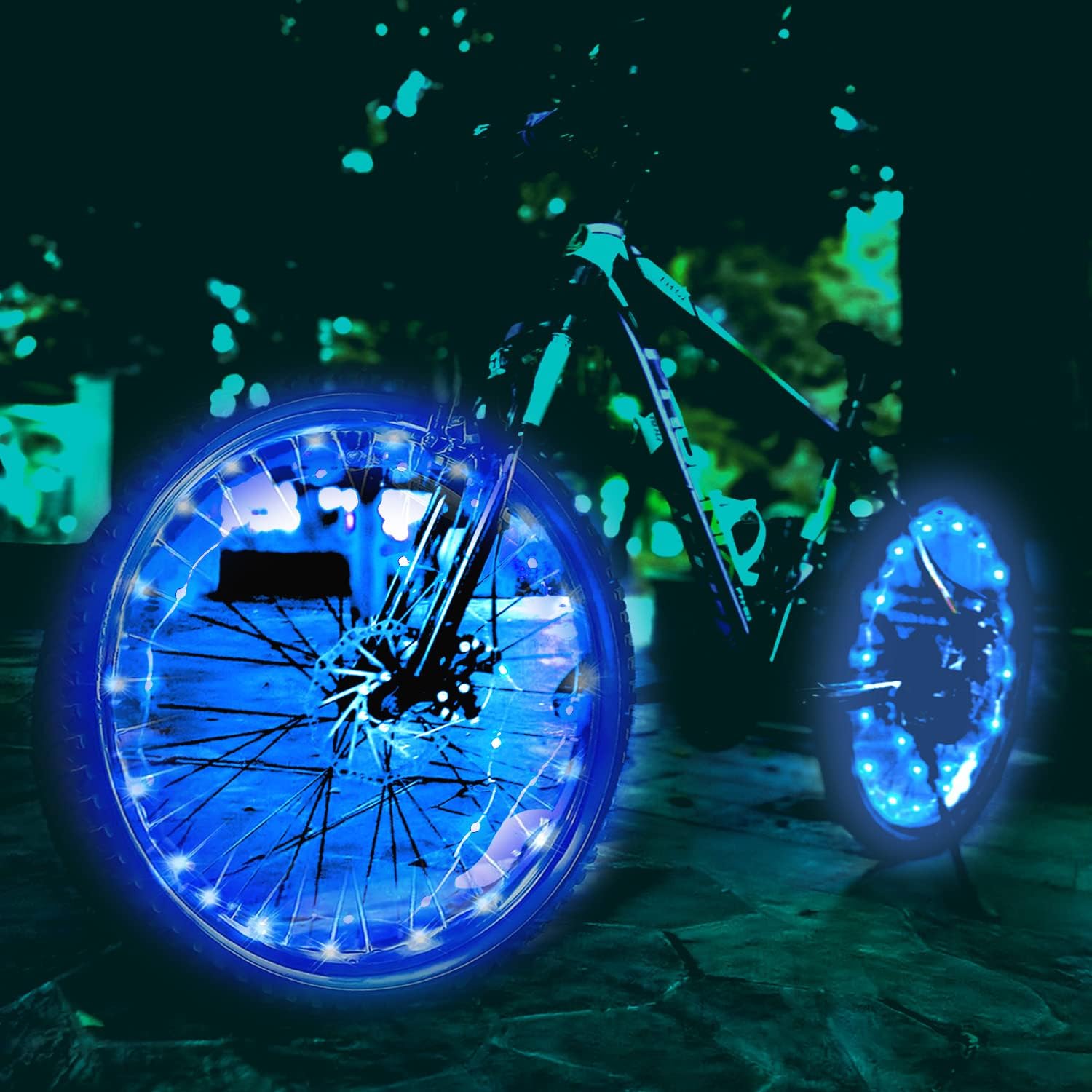 LED Waterproof Bike Wheel Light, Night Cycling Bicycle Wheel Light, 3 Lighting Modes,Easy Install, (with Battery)