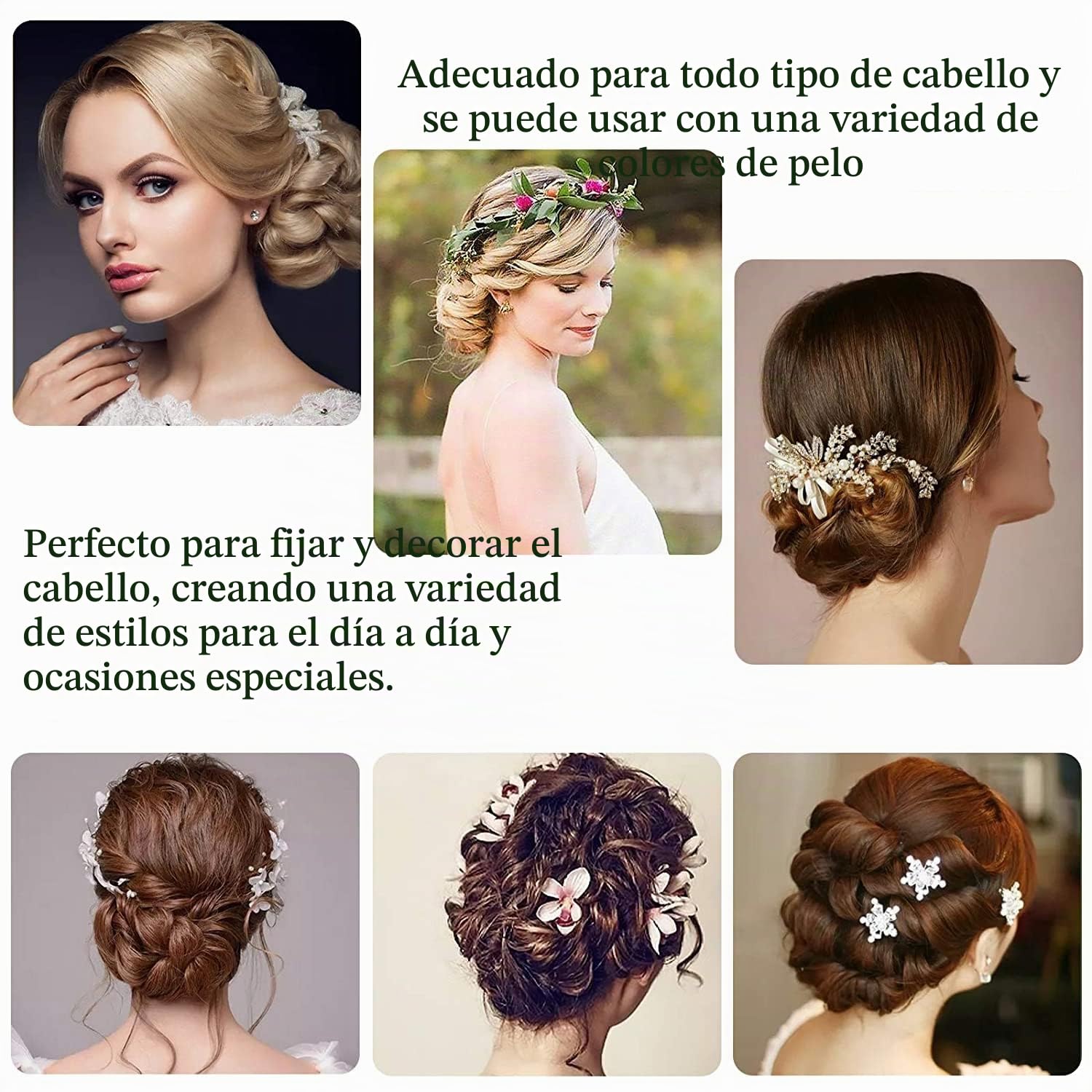 AIEX 50 piezas Kit de horquillas U, pinzas para el cabello, para mujeres, niñas y peluquería, marrón
