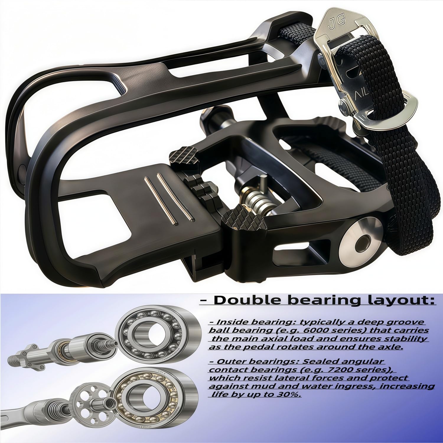 YBEKI Pro-Grade SPD Spinning Pedały z paskami i klipsami na palce – 2 w 1: kompatybilne z SPD + klasyczne klatki – pasują do Peloton, Schwinn, Sunny, oś 9/16" z łożyskami uszczelniającymi