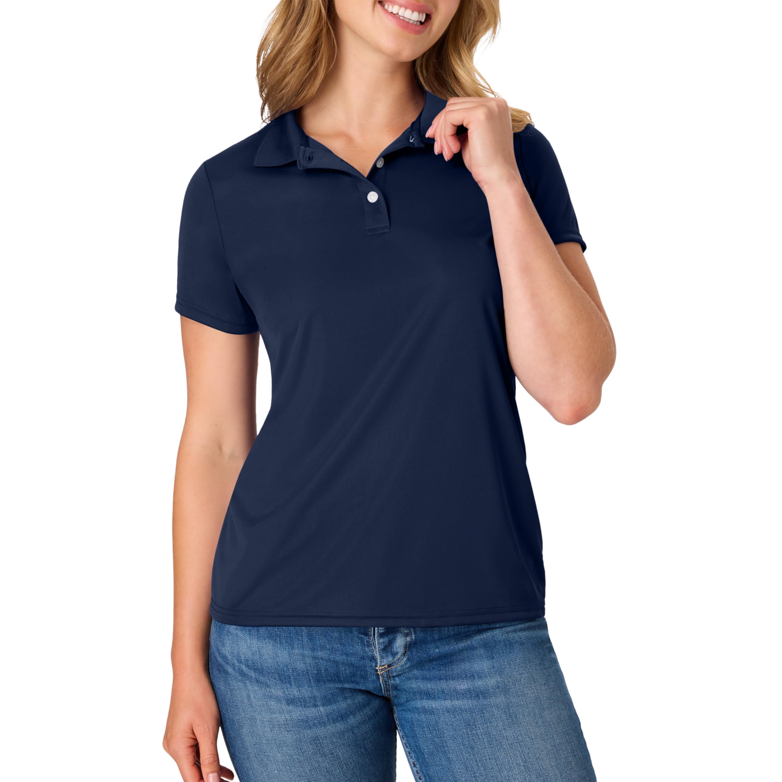 Hanes womens Performance Polo, Single or 3-Pack, Sport Cool DRI Moisture-Wicking Polo Shirt, 40+ UPF Protection
