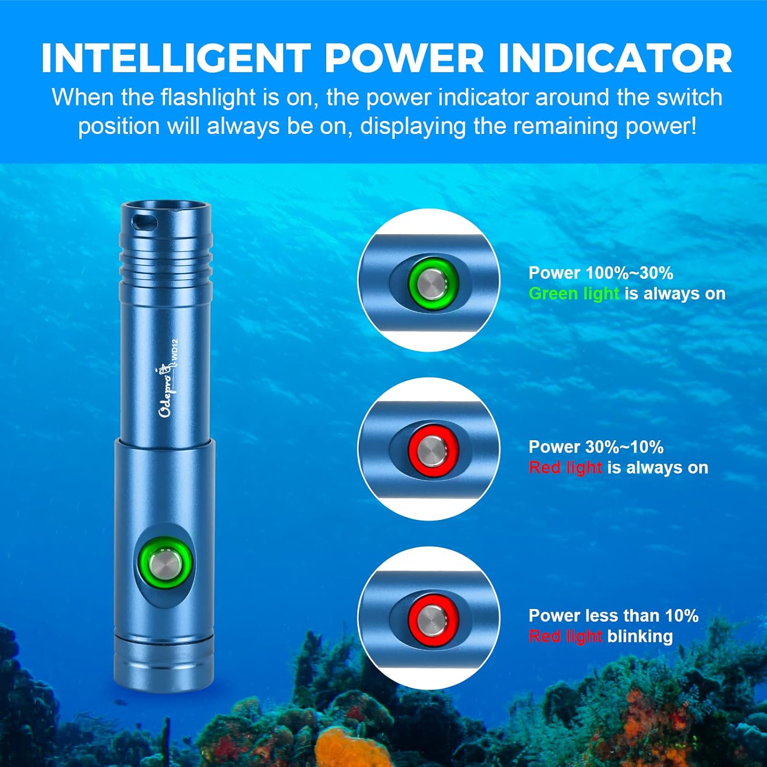 ORCATORCH D710 3000 Lumens Scuba Diving Light & Odepro WD12 980 Lumens Dive Light Bundle