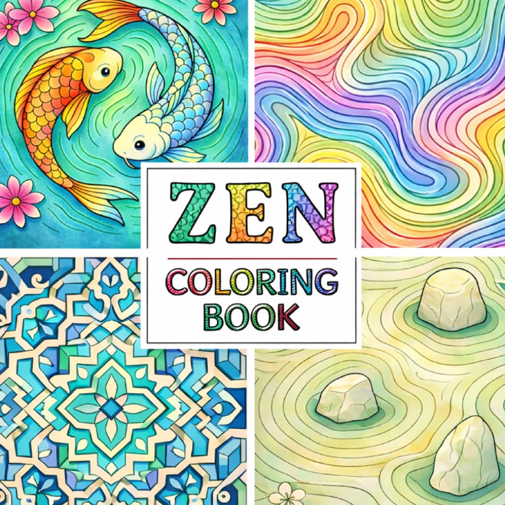 Zen Coloring Book for Adults: Relaxing Patterns, Mandalas, and Stress Relief Designs for Mindfulness: Relaxing Mandalas, Geometric Patterns & Peaceful ... Stress, Ease Anxiety and Promote Mindfulness