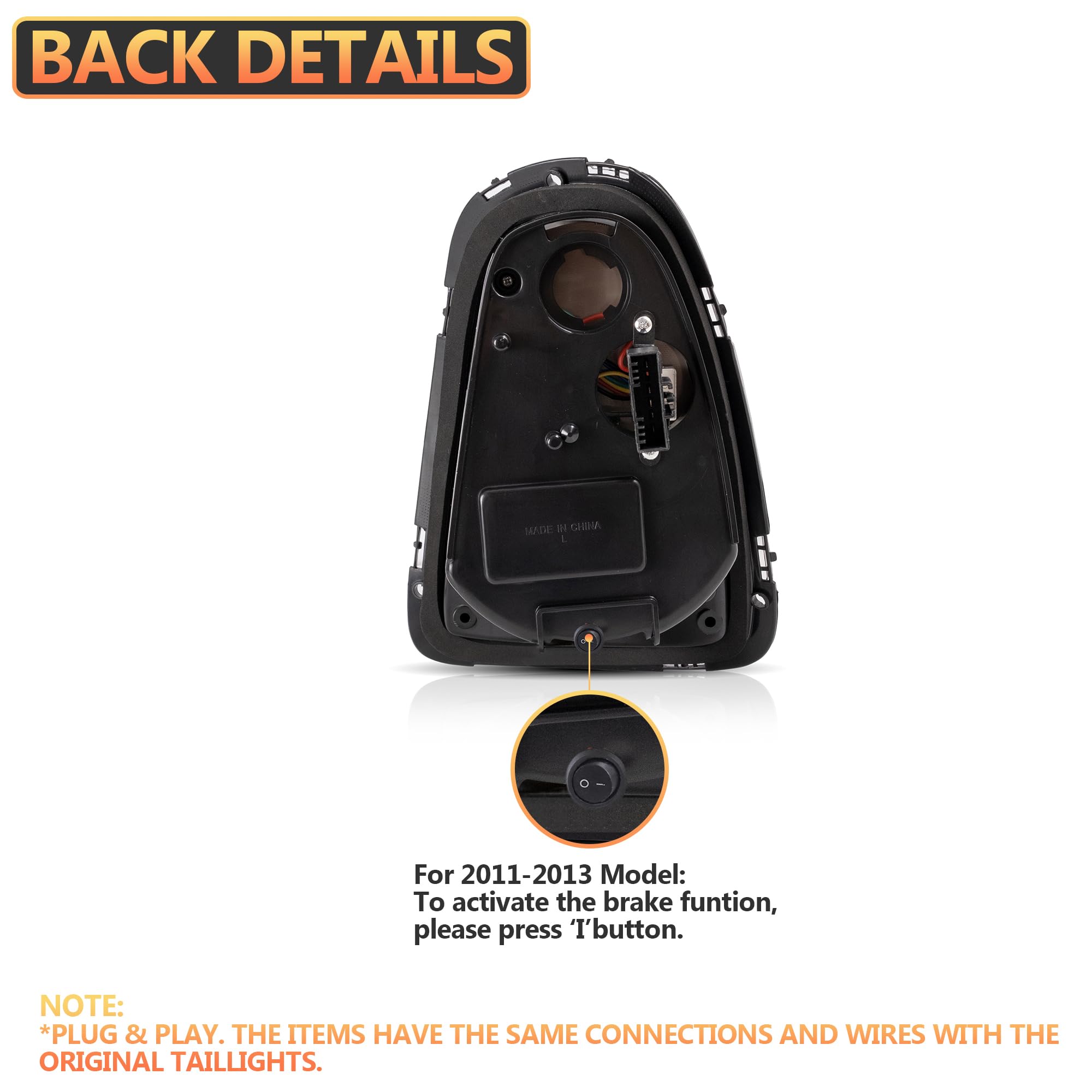 VLAND Union Jack Fari Posteriori LED per Mini Cooper R56 R57 R58 R59 2011-2013 [Non per 2007-2010], con indicatori di direzione dinamici, 1 set (lato guidatore + passeggero) (Rosso)