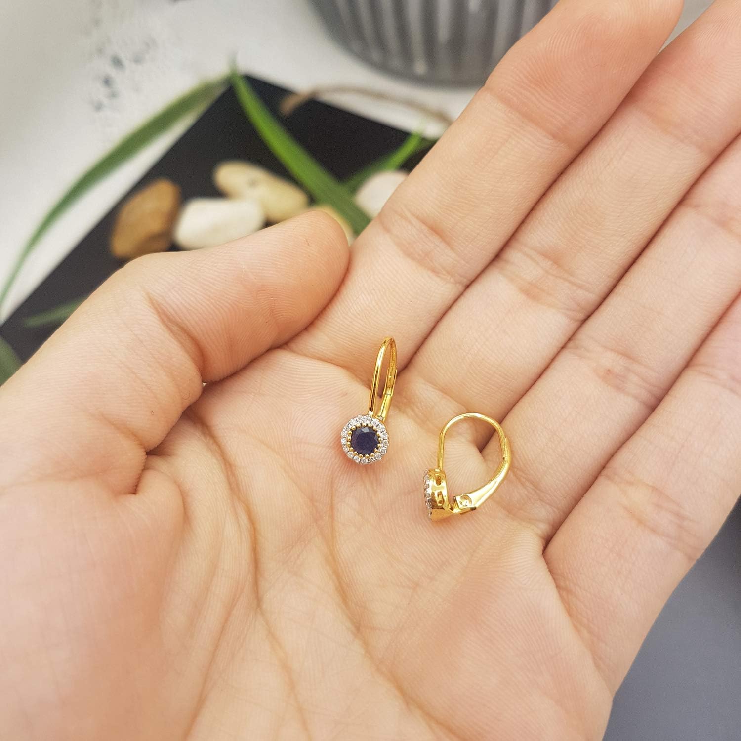 Dazzlingrock Collection Womens Halo Dangling Drop Earrings, 10K Solid Yellow Gold - Image 7