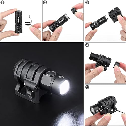 Miniatura 4 de rdzzwxw Luz militar para casco, mini linterna táctica con abrazadera con estroboscópicofuertelámpara baja, LED compacto montado en casco con riel de