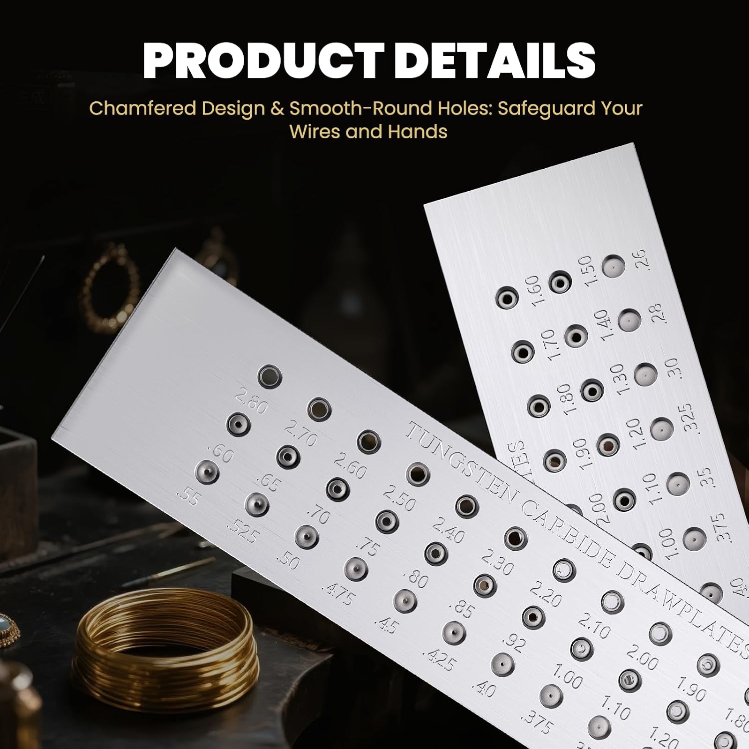 NEWTRY 0.26-2.80mm Wire Draw Plate 39 Holes Stainless Steel Drawing Plate for Jewelry Making