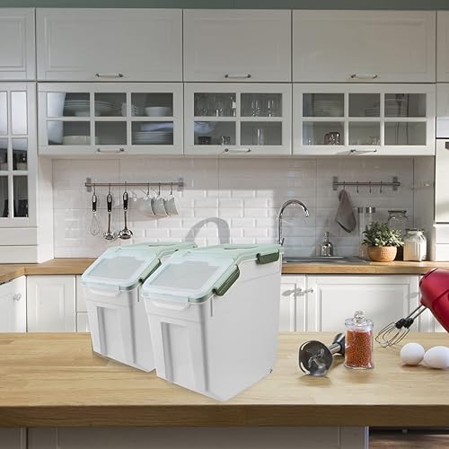 Miniatura 6 de Contenedor hermético de almacenamiento de cereales de grano de arroz de harina de 15 libras con cuchara, taza medidora y asa, 2 unidades (capacidad