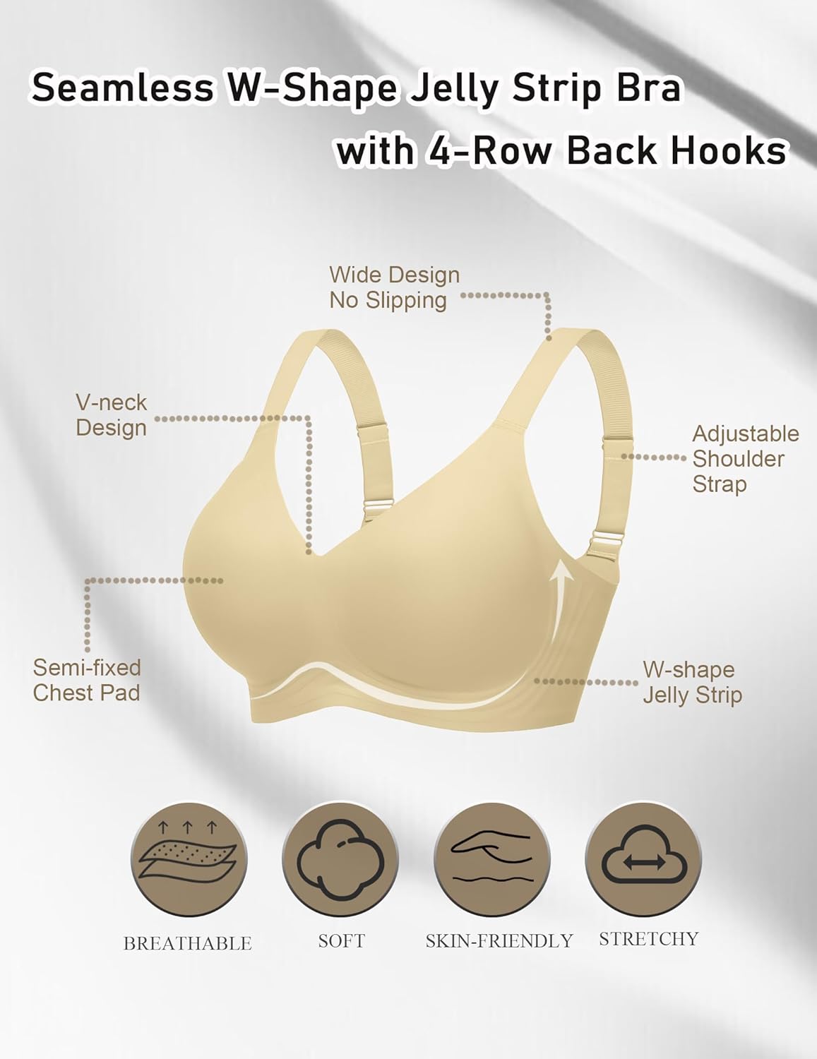 Avidlove Bras for Women Seamless Bra Full Coverage T Shirt Bralettes V Neck Wireless Bra Comfortable Brassiere - Image 3