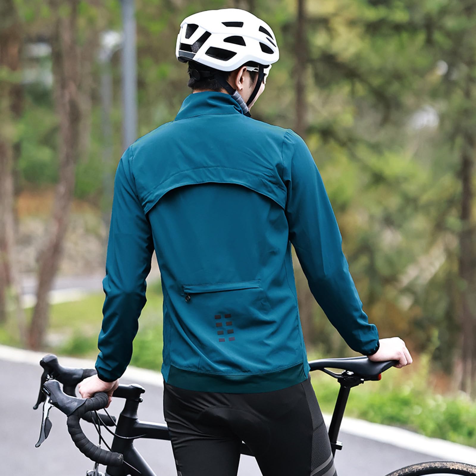 2 w 1 Męska kamizelka rowerowa z odpinanymi rękawami Kurtka Ochrona przed słońcem Odblaskowa rowerowa wiatrówka Na zewnątrz Wodoodporna koszulka do biegania MTB Alpinizm Płaszcz,Blue-XL