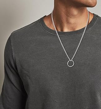 アクセサリー GARNI Ring Pendant Necklace 50cm GAVU Tungsten Steel Circle Ring Pendant Necklace for men