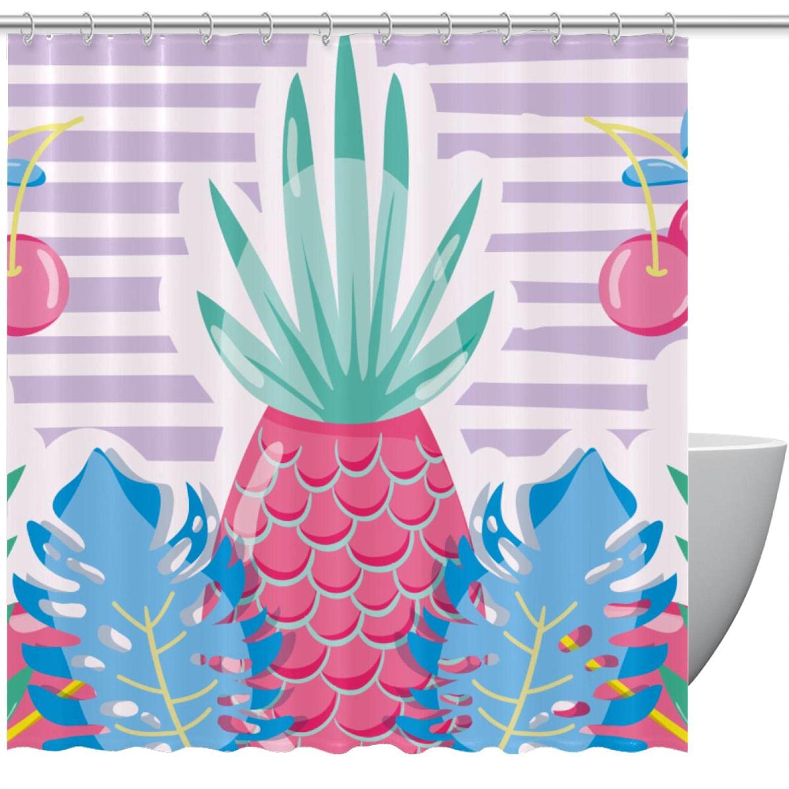 Rideau de douche fruits pastel pour illuminer votre salle de bain matinale