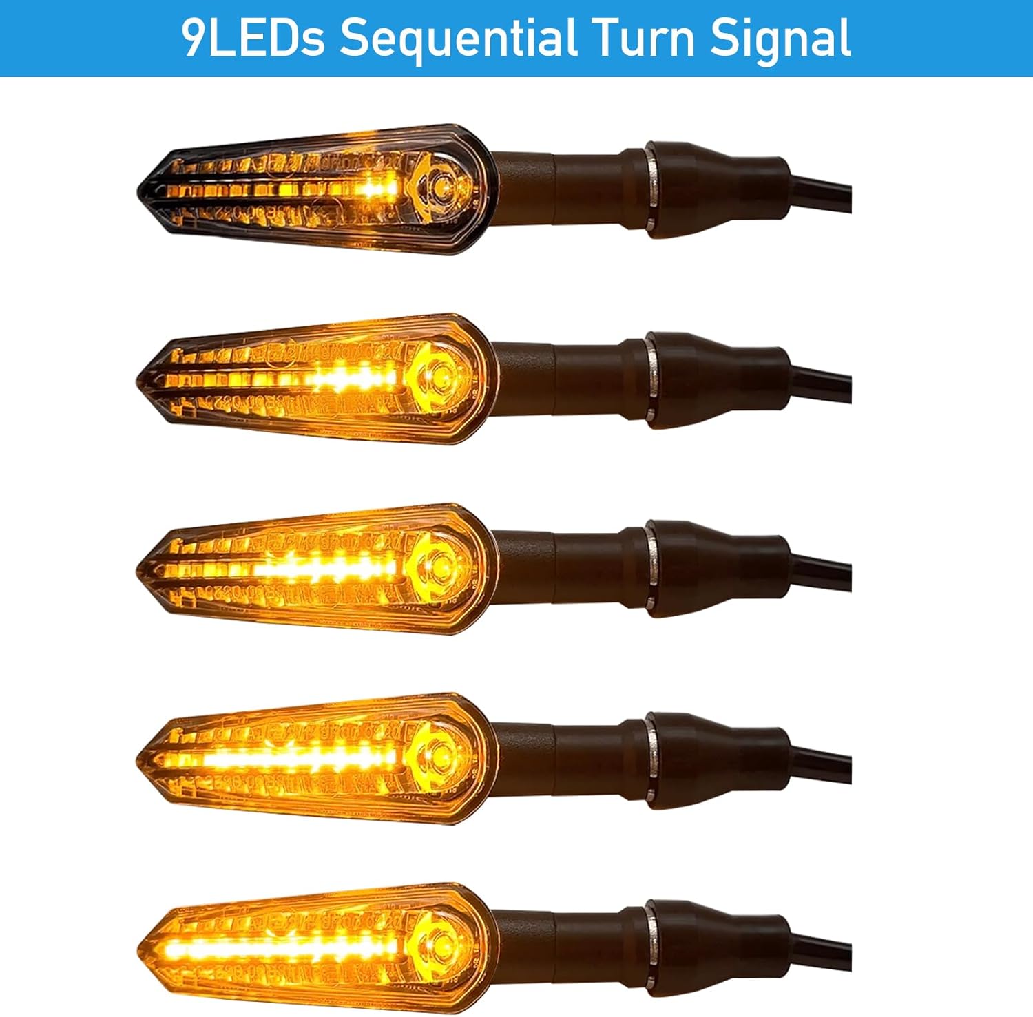 E-Mark LED Sequential Motorcycle Indicator Mini Turn Signal Light Vehicle Inspection DC12V IP67 Waterproof DRL Universal (YE/WH + YE/RD)