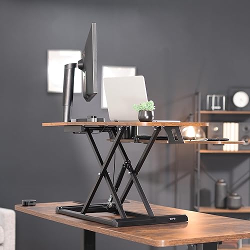 Vista 176 de VIVO DESK-V026KP - Convertidor de escritorio de 26 pulgadas, serie K, elevador de altura ajustable, para monitores y laptops, bandeja ancha