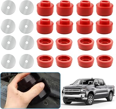 طقم جلبة للجسم والكابينة للفترة 1999-2014 Chevy Silverado & amp؛ سييرا 1500/2500 2WD / 4WD حوامل كابينة للجسم من البولي يوريثين 7 -141 ، أحمر