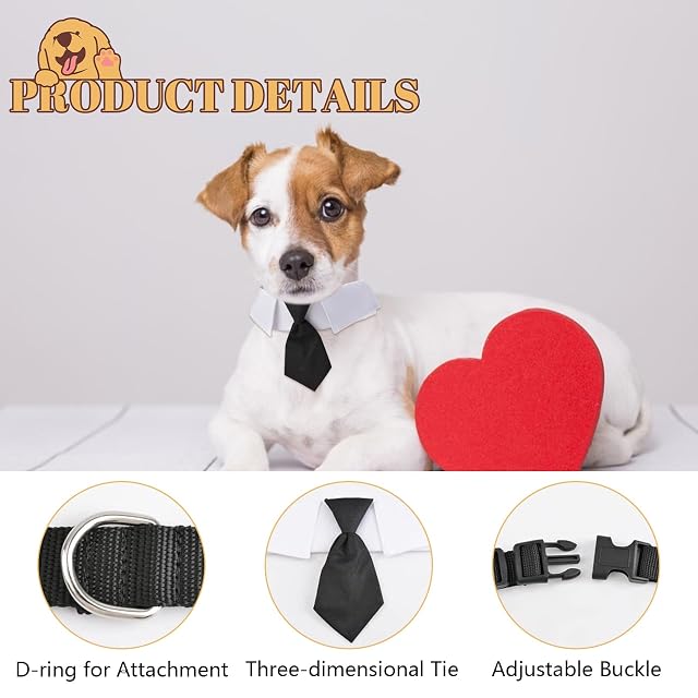 Foto 3 de 8 de HACRAHO Corbata para el cuello para perro, 1 paquete de collar de esmoquin para perro con corbata negra