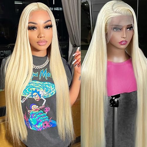 18 Inch 613 Blonde Lace Front Wig - Human Hair, Pre-Plucked with Baby Hair, 13x4 HD Lace Frontal Straight, 210% Density, Transparent Lace, Natural Hairline, Soft & Full Volume, Perfect for Women