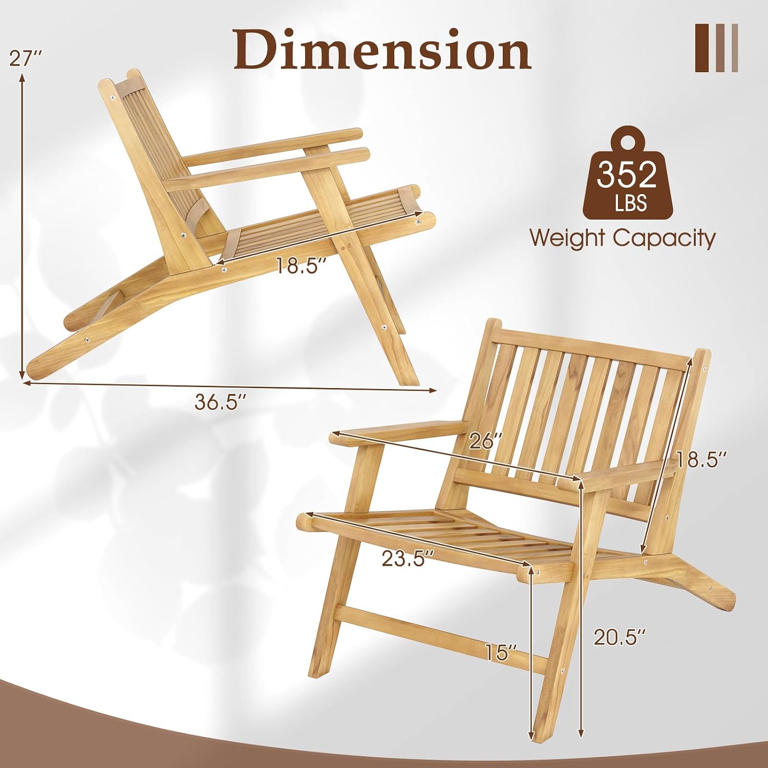 Tangkula Teak Wood Low Profile Patio Chair, Mid Century Accent Armchair with Comfortable Backrest and Armrests, Outside Chair for Garden, Backyard, Deck, Poolside, Balcony, Porch, Natural