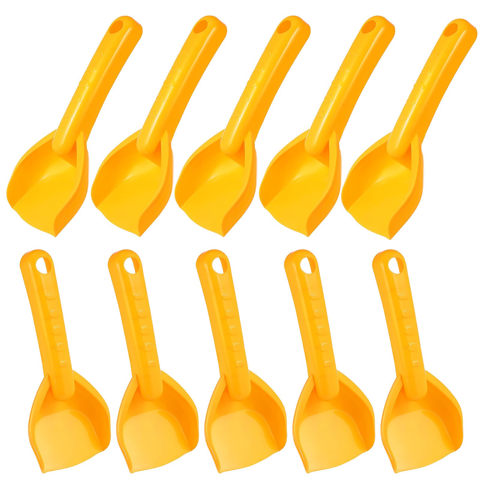 Garneck 10 Pcs Kids Beach Sand Shovels, Small Plastic Sandbox Toy Shovels For Kids Outdoor Snow Play, Beach Party Digging Toys Set Summer Seaside Scoops Yellow